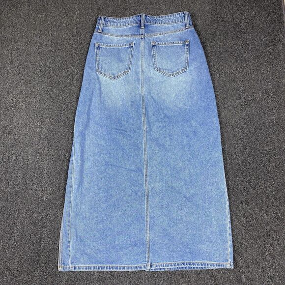 Windsor Denim Maxi Skirt  Open Front Slit Open Side Leg Womens Size Small - Picture 5 of 5